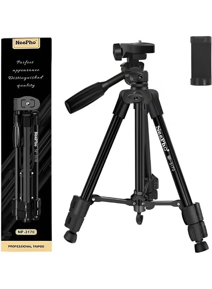 ني فو حامل ثلاثي القوائم احترافي NP-3170 مع قفل سريع، قاعدة قابلة للتعديل، أرجل قابلة للتعديل، حقيبة حمل-اسود - Image 1